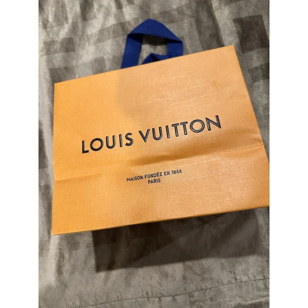 Louis Vuitton Orange Logo‎ Shopping Gift Paper Bag Blue Handles Small Size